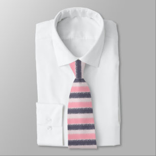 Pale Pink Rose Grayish Purple Rough Texture Stripe Tie