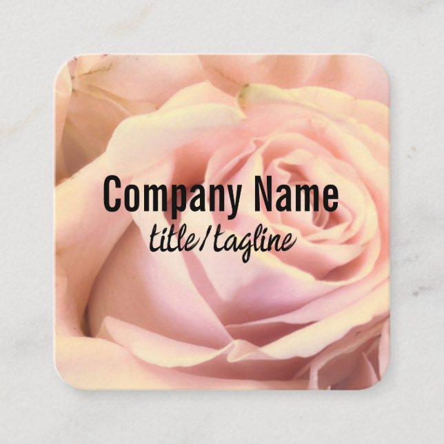  Pale Pink Rose Petals  Elegant Floral Custom  Square Business Card (Front)