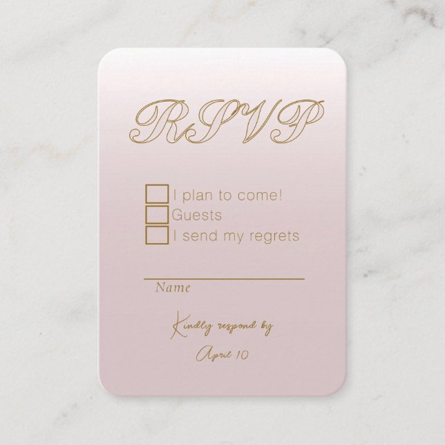 Pale Pink Rose Response Card (Front)