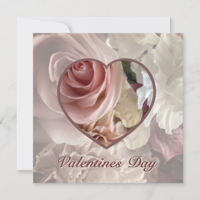 Pale Pink Rose Valentine Card (Front)