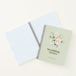 Pale Pink Roses Wedding Notes Notebook