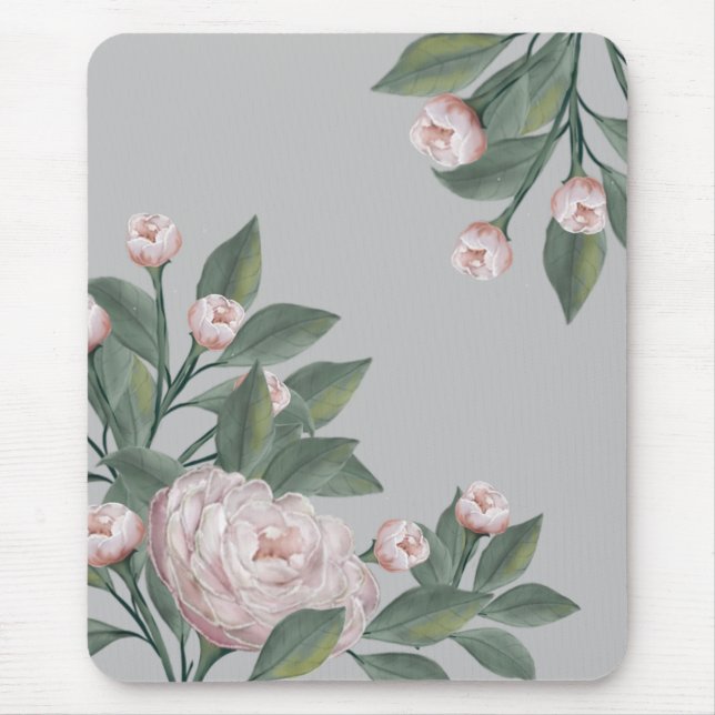 Pale Pink Roses With editable background     Mouse Pad (Front)
