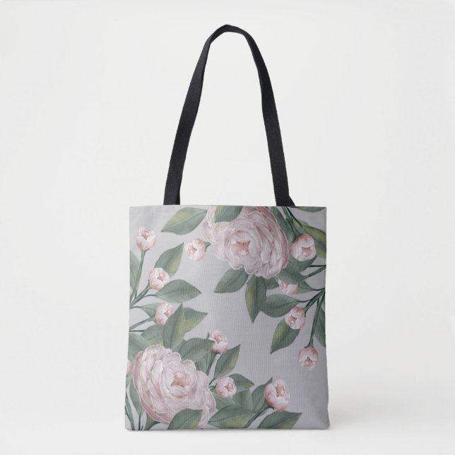 Pale Pink Roses With editable background  Tote Bag (Front)