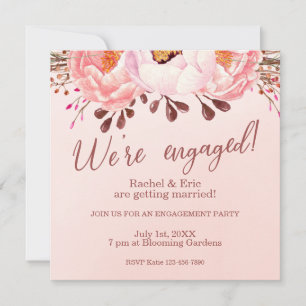 Pale Pink Ruby Floral Engagement Party Invitation