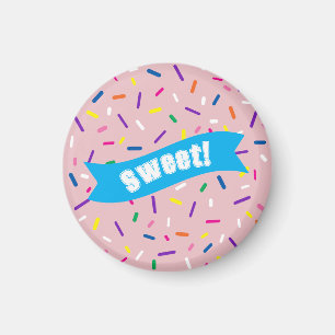 Pale Pink Sprinkles 'Sweet!' badge Magnet