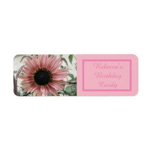 Pale Pink Sunflower Custom Food Label Return Address Label