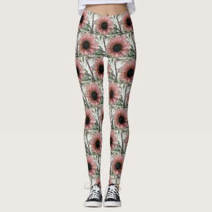 Pale Pink Sunflower Leggings