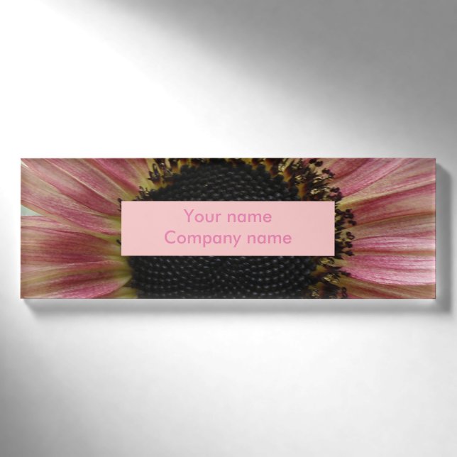 Pale Pink Sunflower Personalised Name Tag (Front)