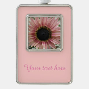 Pale Pink Sunflower Personalised Silver Plated Framed Ornament