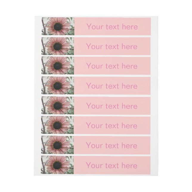 Pale Pink Sunflower Personalised Wraparound Address Label (Sheet)