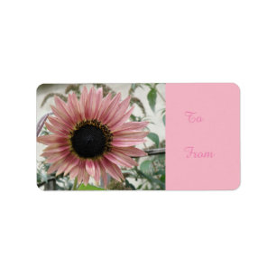 Pale Pink Sunflower Present Tag Label