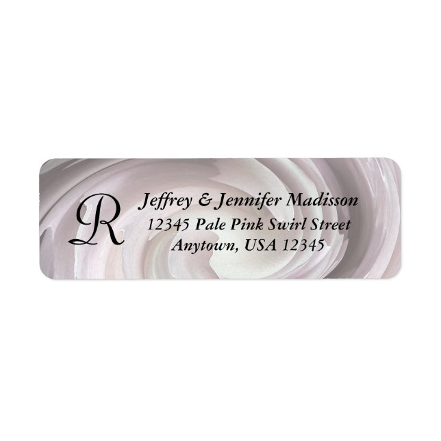 Pale Pink Swirl Monogram Return Address Label (Front)
