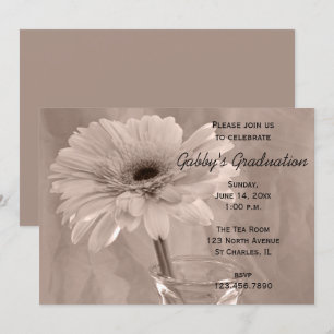 Pale Pink Tinted Daisy Graduation Party Invitation