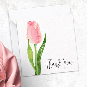 Pale Pink Tulip Personalised Thank You Note Card