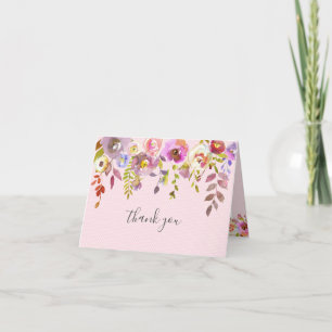 Pale Pink Watercolor Floral baby shower Thank You Card