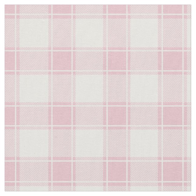 Pale Pink & White Buffalo Plaid Fabric (Close Up)