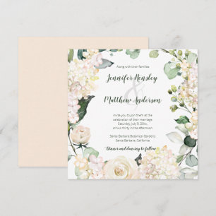 Pale Pink White Cream Watercolor Wreath Invitation