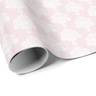 Pale Pink White Damask Wrapping Paper