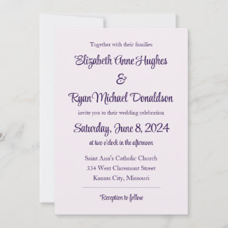 Pale Pink with Berry Script  Invitation