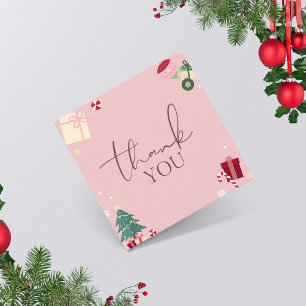 Pale Pink Xmas Theme Thank You Customer Gratitude Square Business Card
