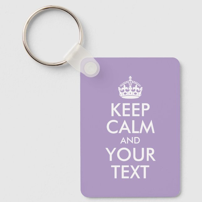 Pale Purple and White Keep Calm Parody Key Ring (Front)
