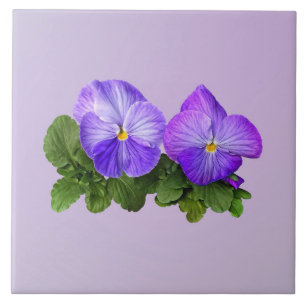 Pale Purple and White Pansy Couple Ceramic Tile