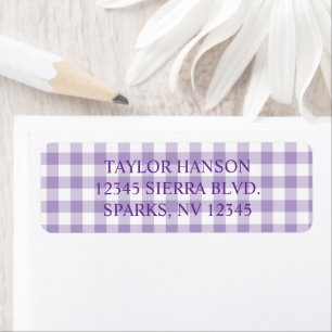 Pale Purple Farmhouse Gingham Plaid Return Address Label