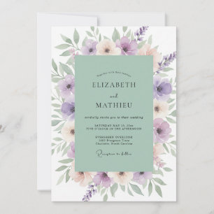 Pale Purple Floral Flourish Wedding Invitation