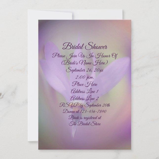 Pale Purple Flower Bridal Shower  Invitation (Front)