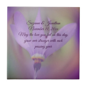 Pale Purple Flower Personalised Wedding  Ceramic Tile