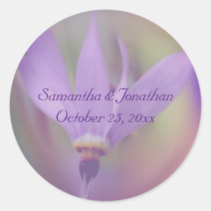 Pale Purple Flower Wedding Personalised Classic Round Sticker