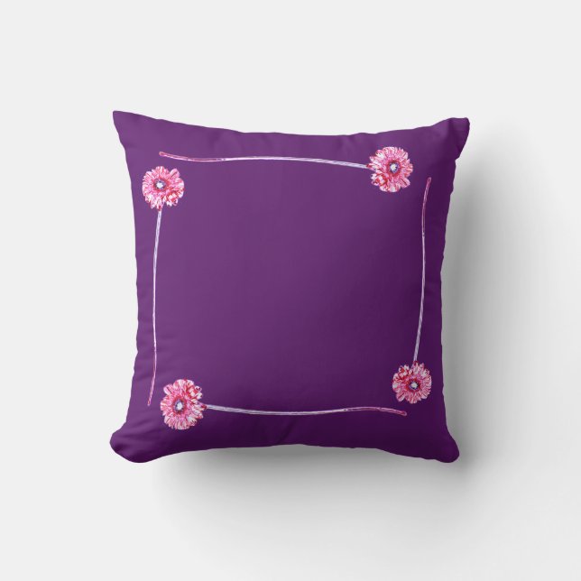 Pale Purple Gerbera Flowers Cushion (Front)