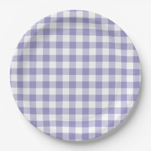 Pale Purple Gingham Check Paper Plate