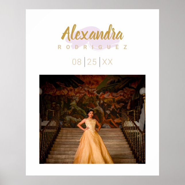 Pale Purple & Gold Photo Quinceanera  Poster (Front)