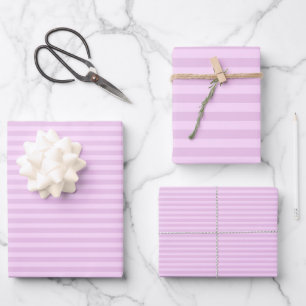 Pale Purple & Light Grey Purple Stripes Wrapping Paper Sheet