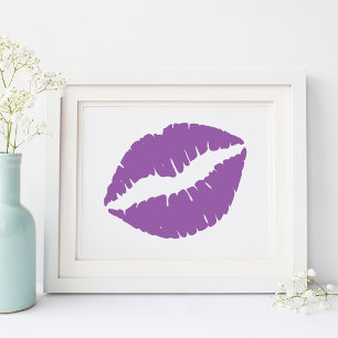 Pale Purple Lipstick Lips Poster
