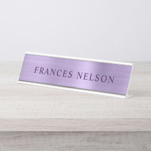 Pale Purple Metallic Look Stylish Serif Desk Name Plate