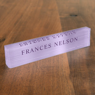 Pale Purple Metallic Look Stylish Serif Nameplate