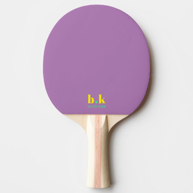 Pale Purple Monogrammed Ping Pong Paddle (Front)