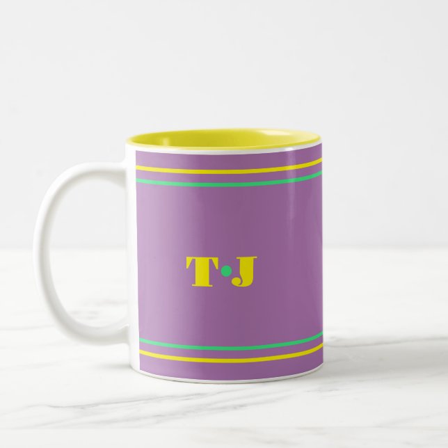 Pale Purple Monogrammed Two-Tone Coffee Mug (Left)