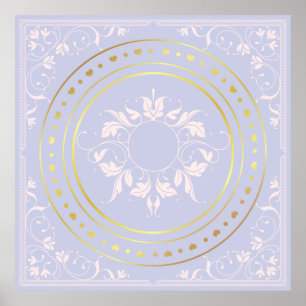 Pale Purple Ornate flourish floral Poster