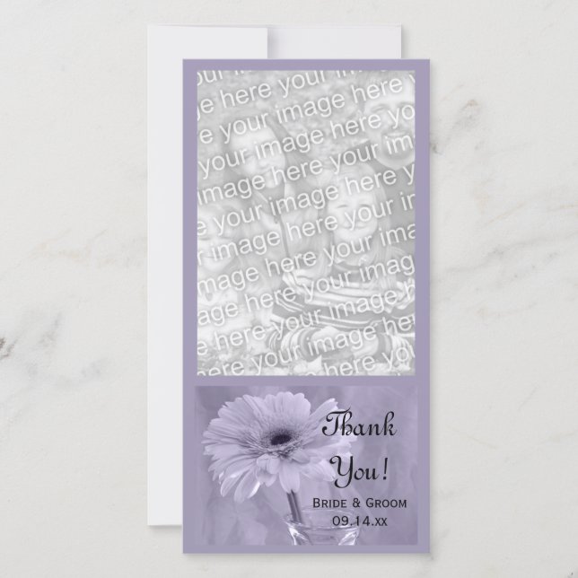 Pale Purple Tinted Daisy Wedding Thank You Card (Front)