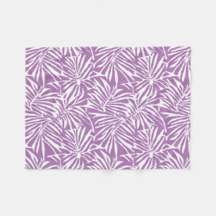 Pale Purple Tropical Leaf Repeating Pattern Fleece Blanket