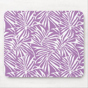 Pale Purple Tropical Leaf Repeating Pattern Mouse Pad