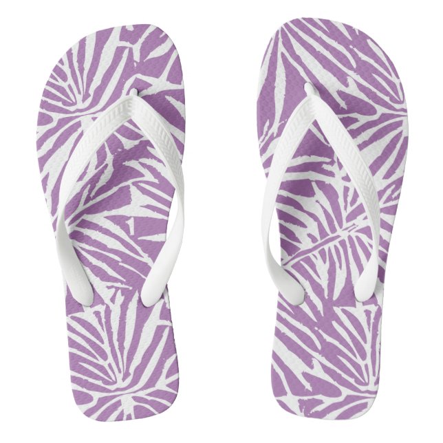 Pale Purple Tropical Leaf Repeating Pattern Thongs (Footbed)