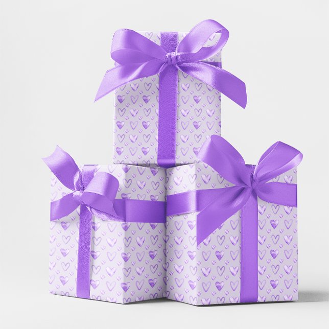 Pale Purple Watercolor Hearts Wrapping Paper (Pale Purple Watercolor Hearts Wrapping Paper)