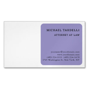 Pale Purple White Minimalist Classical Magnetic Business Card