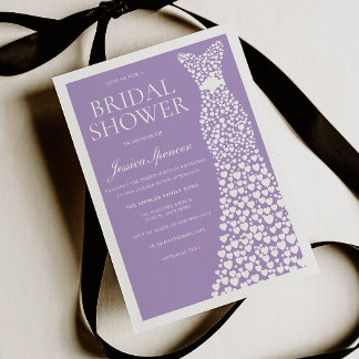 Pale Purple & White Wedding Dress Bridal Shower Invitation