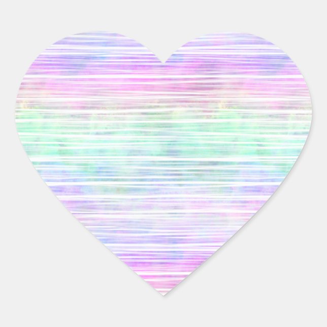 pale rainbow brush stroke stripes : heart sticker (Front)