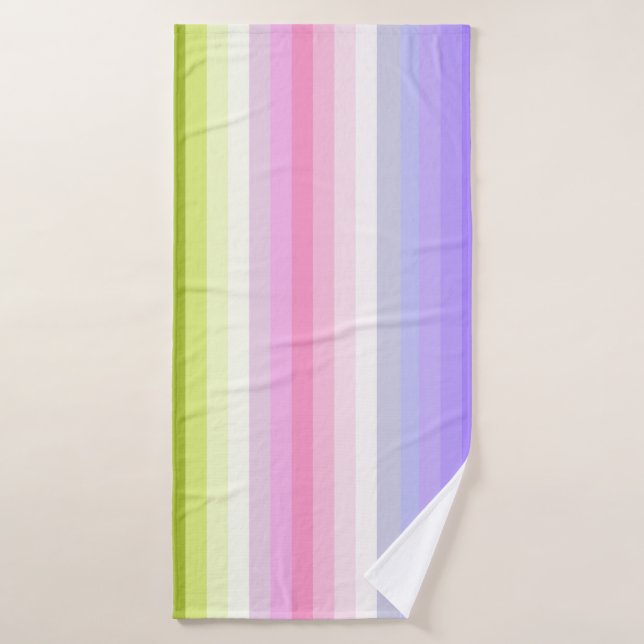 Pale Rainbow Stripes Bath Decor Bath Towel (Bath Towel)